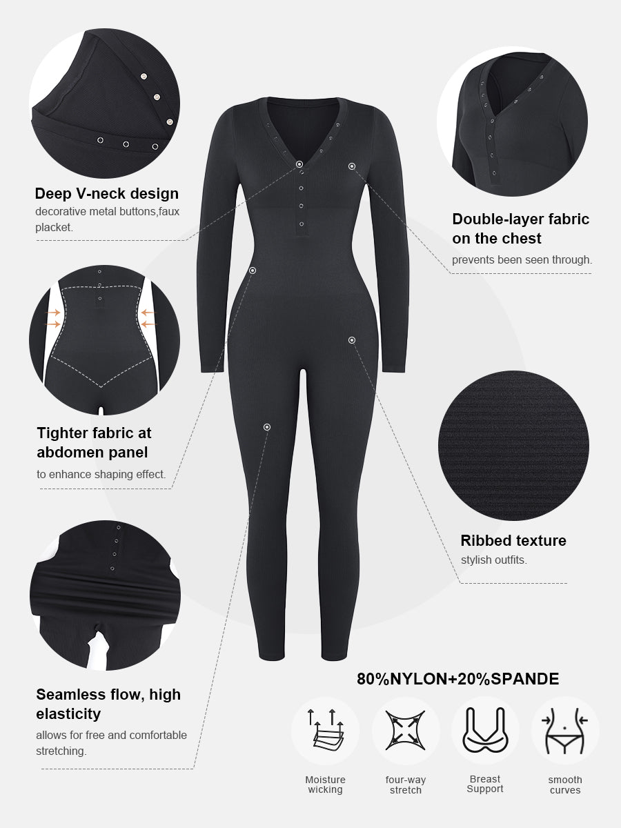 Rosalia Deep V-Ausschnitt High Stretch Jumpsuit